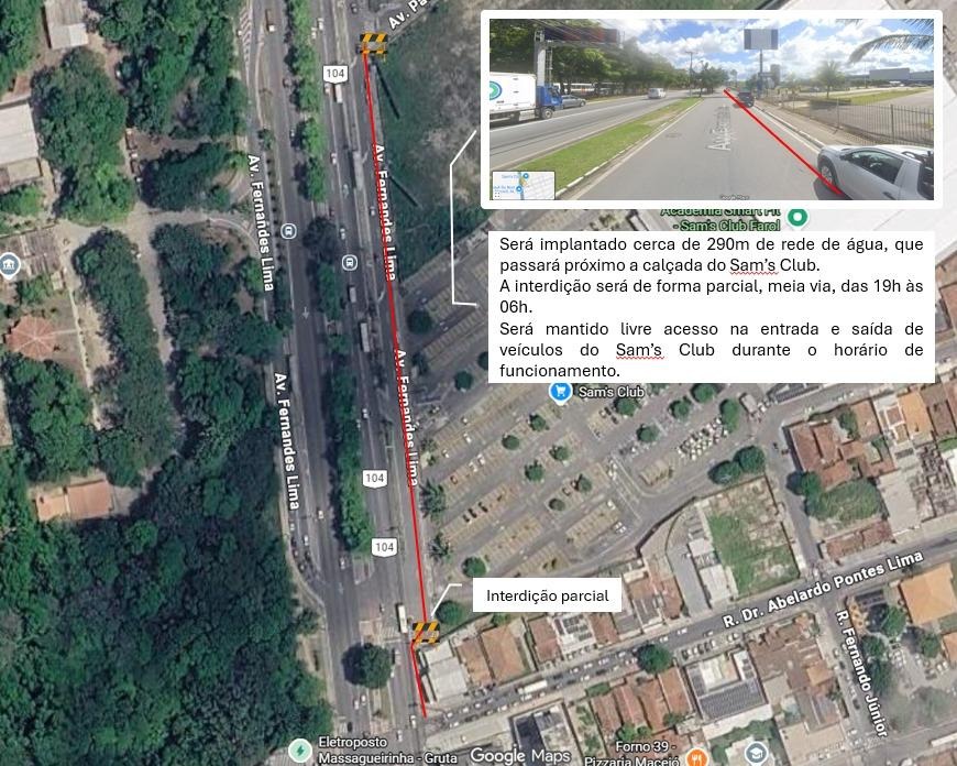 Av. Fernandes Lima terá interdição parcial para obra da BRK a partir desta segunda