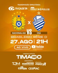 Nacional x CSA: onde assistir, horário e transmissão da TV Gazeta de Alagoas