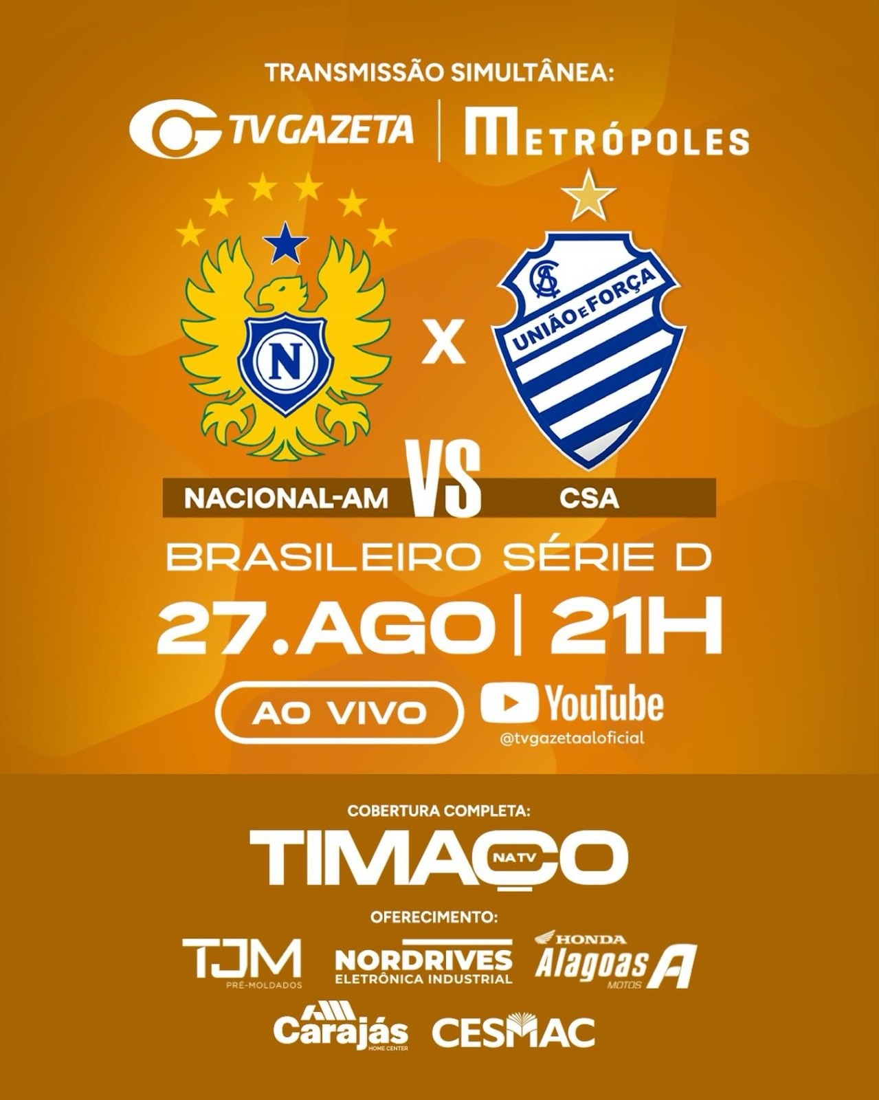 Nacional-AM x CSA: prováveis escalações para o jogo de ida da repescagem da Série D
